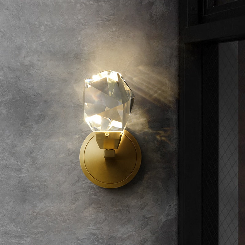 SkandiShop Nordic Modern Copper Wall Lamp Crystal